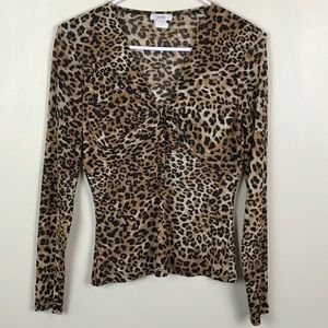 Cache Vintage Leopard Print Top L